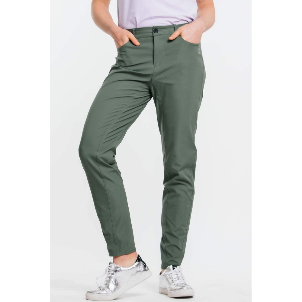 Foray Golf Pants Womens 10 Core Performance Pants Olive Green Slim Straight Leg